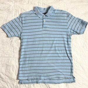 American Eagle Mens Preppy Polo Striped Short Sleeve Y2K AEO Blue Size Small